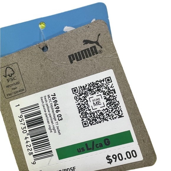 PUMA, LARGE, NEON GREEN WITH NAVY TRIM, ZIP-UP. NWT - Picture 3 of 10